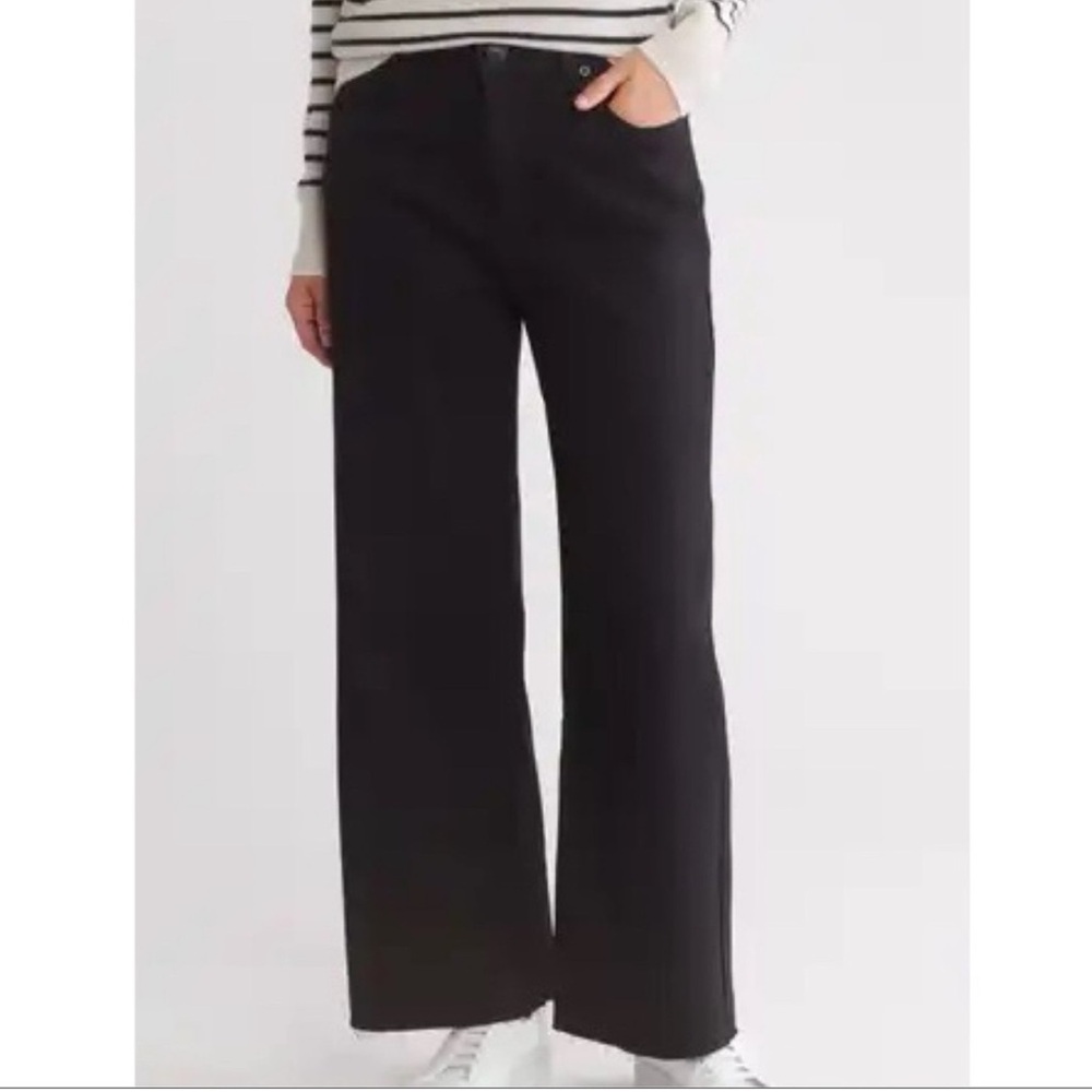Oat New York Black Wash Wide Leg High-Rise Denim Jeans